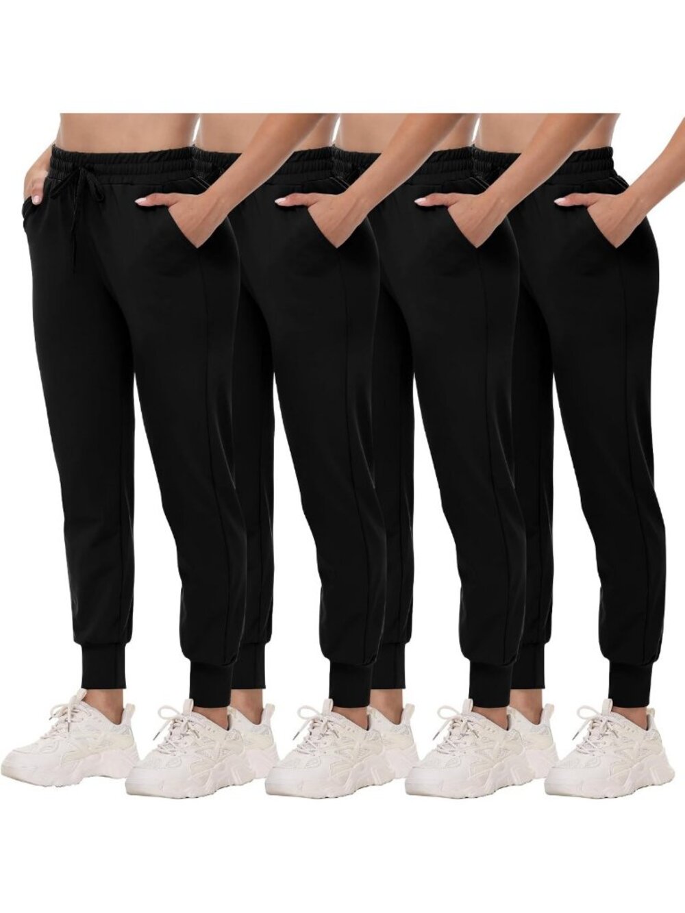 Lightweight Comfy Joggers for Women - 4 Pack Sweatpants with Pockets for Yoga
